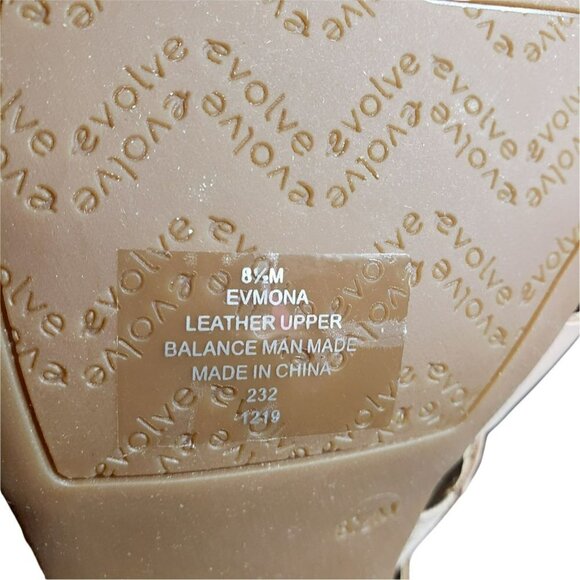 Evolve Women Light Natural Leather Open Toe Slingback Block Heels Sandals Sz 8.5 - Picture 9 of 11